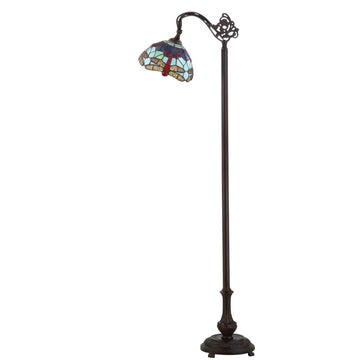 Dragonfly Tiffany Style 60" Arched LED Floor Lamp - JONATHAN Y